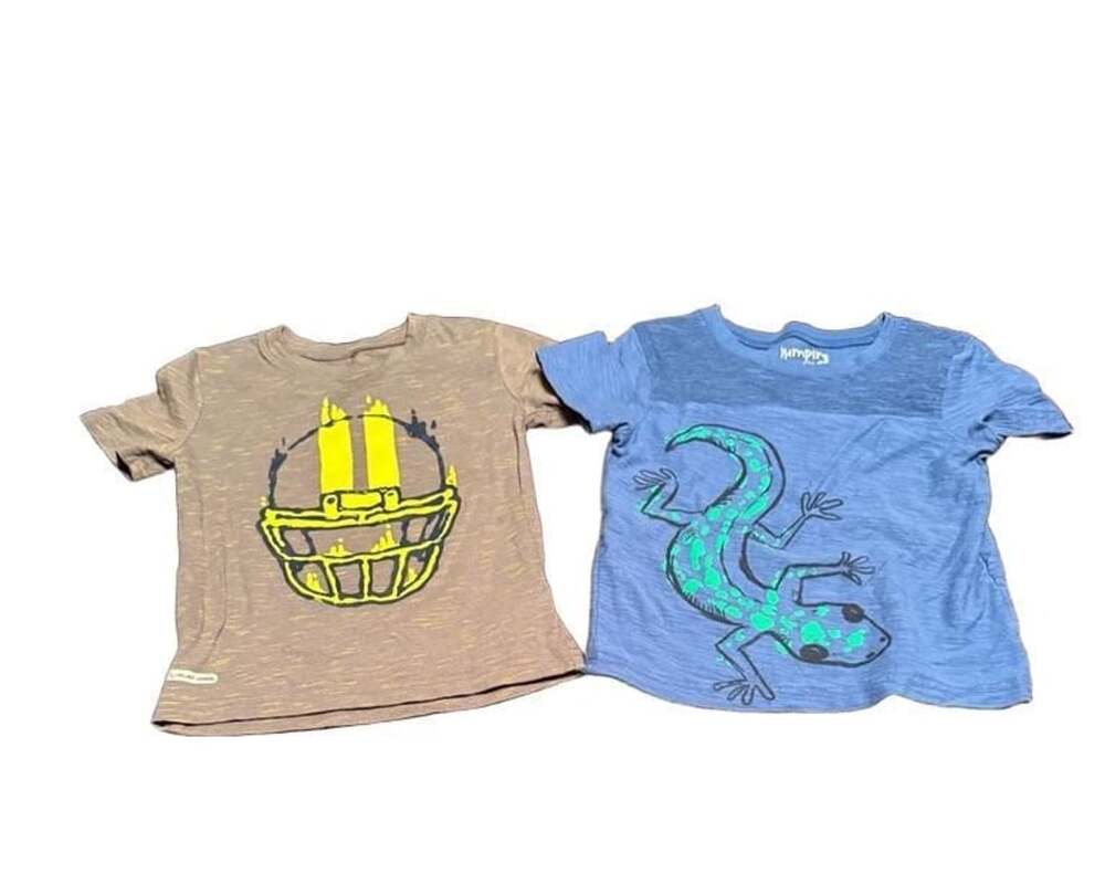 Jumping Beans Toddler Boys Size 2T Graphic T-Shirts Lot of 2 (Football & Lizard)